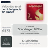 Motorola rarz 60 Ultra, 32GB (16GB+16GB RAM Boost)/512GB Scarab, Sistema de cámaras de 50MP con Moto ai, batería 4500 mAh, cárga rápida de 68W, Snapdragon 8 Elite, + Moto Tag