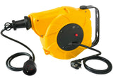 Electraline 100236 Enrollacables eléctrico automático a Resorte con alargador (10 m, 250 V), Amarillo, 8 M