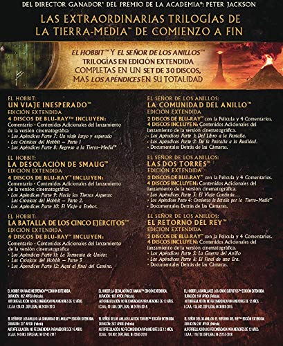 El Hobbit Trilogía - El Señor de los Anillos Trilogía [30 discos] [Blu-ray]