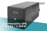 DIGITUS SAI Line-Interactive VI - 2000VA / 1000W - AVR - 4 tomas de seguridad - Software de apagado - USB / RS232 / RJ45