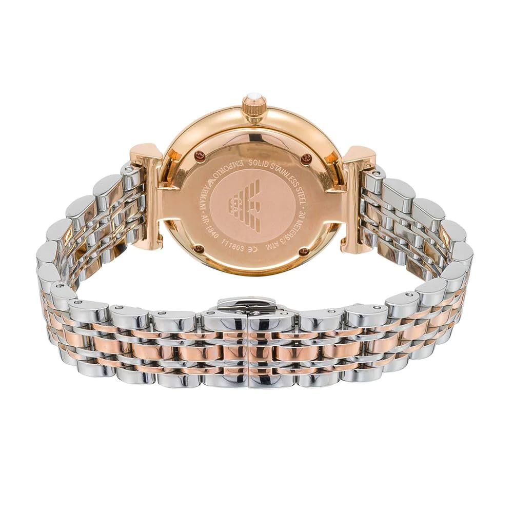 Emporio Armani Reloj Mujer, Movimiento de dos manecillas, caja de acero rosa dorado de 31mm con correa de acero, AR1840, Oro rosa