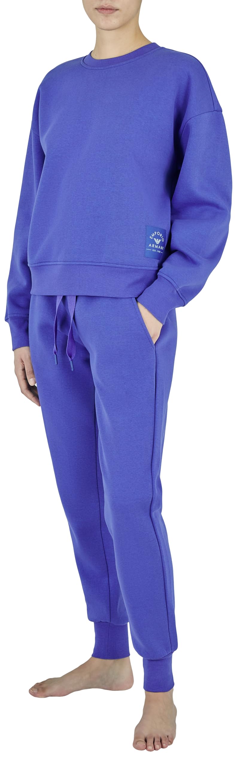 Emporio Armani Iconic Terry Loungewear Tracksuit Sweatshirt, Violet Blue, XL para Mujer