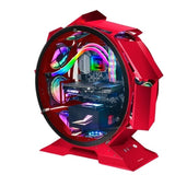 Mars Gaming MCORB, Caja de Ordenador Gaming Micro-ATX XL, Diseño Circular Custom, Doble Cristal Templado, Chasis PC, Rojo