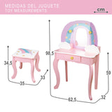WOOMAX Teamson Kids - Tocador Infantil para niñas Arco Iris con Taburete y Espejo, Juguetes de Madera, Maquillaje para niñas (85397)