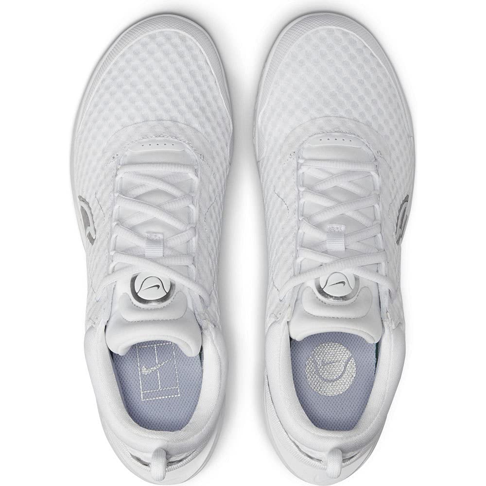 NIKE Court Zoom Pro, Zapatos de Tenis para Mujer, White Metallic Silver, 41 EU
