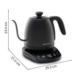 Krups Hervidor de agua de cuello de cisne, Versátil, Té, Café, Infusión, 8 temperaturas, Mantener caliente 30 min, Tapa extraíble, Café Control BW923810, Negro