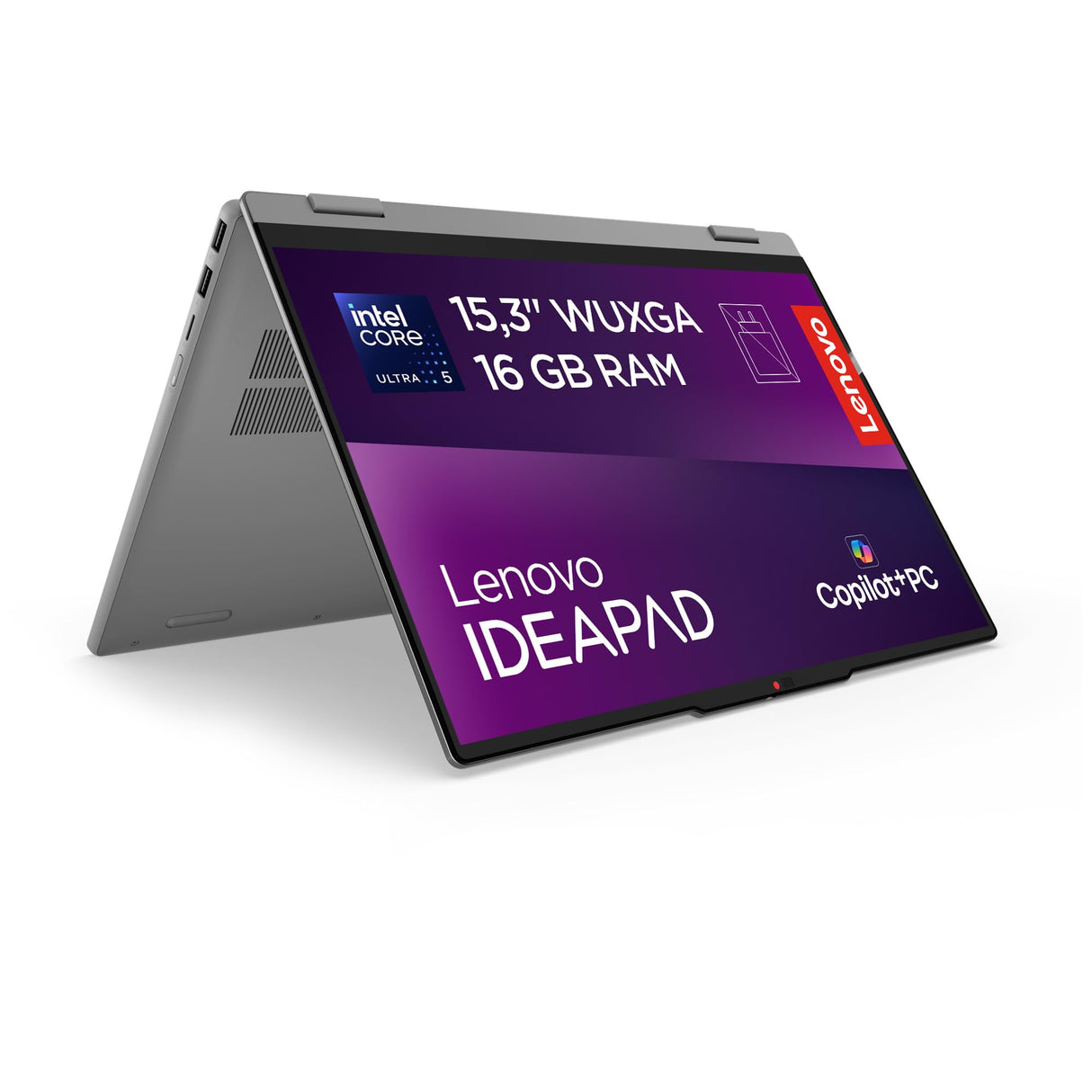 Lenovo IdeaPad 5 2-in-1 Gen11 – Portátil AI PC Convertible Táctil 15.3" WUXGA (Intel Core Ultra 5 322, 16GB RAM, 512TB SSD, Wi-Fi 6, Copilot+ PC, Win11 Home) QWERTY Español- Gris Luna
