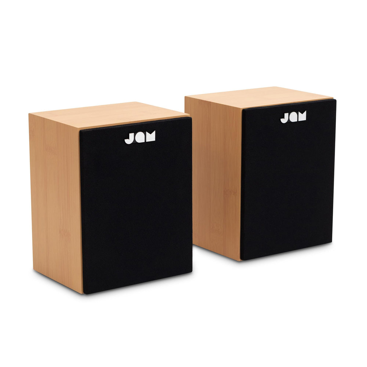 JAM Altavoces de Estantería - Altavoces Cableados con Entradas AUX y RCA, Compatibles con Tocadiscos y Reproductores de Vinilos, Altavoces Activos, Amplificación Integrada, Madera