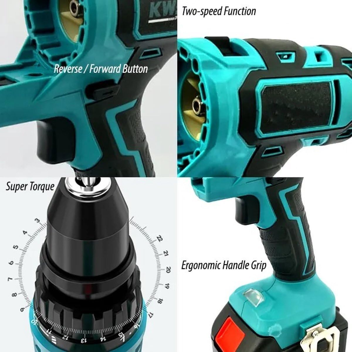 ROYALTY LINE, Juego de taladro inalámbrico 7 en 1 con motosierra, bomba de aire, amoladora angular, llave de impacto, 2 baterías de 24 V, bolsa de almacenamiento - Tamaño: Compacto, Color: Azul