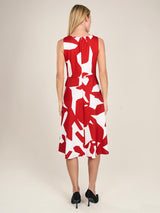 APART Fashion Apart Kurzes Kleid aus Jersey-Stoff Allover mit Vestido, Rojo-Crema, 46 Mujeres
