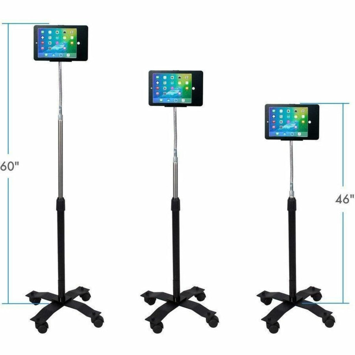 CTA Digital Pad-SCGS9 - Soporte de pie para Tablet con Cerradura y Seguridad de Llave, Ruedas de Bloqueo para iPad (Gen. 5-6), iPad Pro 9.7 y iPad Air