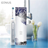 Oral-B Genius 8500n - Cepillo de dientes eléctrico, recargable, con 1 mango conectado por Bluetooth, detector de posición, plateado, 1 cabezal y 1 funda de viaje