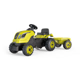 Smoby- Tractor Infantil con Pedales Farmer XL Verde, Muy Resistente, con Remolque, Volante con Bocina, Asiento Ajustable, A Partir de 3 Años (7600710130)
