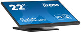 iiyama T2254MSC-B1AG 21,5" PCAP 10P Táctil, Anti Glare Coating, 1920x1080, Panel IPS, Slim Bezel, Altavoces, HDMI, DisplayPort, Double Hinge Stand, 250cd/m², USB HUB (2X 3.0), USB Táctil Interface
