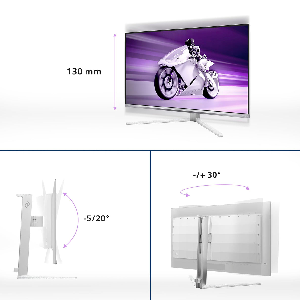Philips Evnia 32M2N8900AM - Monitor Gaming OLED UHD de 32 Pulgadas, 240 Hz, 0,03 ms, HDR400, FreeSync Prem. Pro, compilación G-Sync. (3840x2160, 2X HDMI 2.1, 1x DP 1.4, 1x USB-C, Blanco
