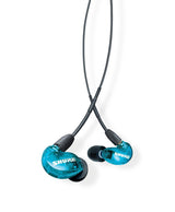 Shure SE215SPE-EFS - Auriculares Profesionales con cable sobre la oreja, aislamiento de sonido con microtransductor dinámico, sonido detallado con bajos profundos, cable de 3.5 mm, Azul