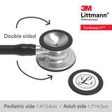 3M Littmann Cardiology IV Fonendoscopio para diagnóstico, campana de acabado estándar, tubo negro y vástago y auricular de acero inoxidable, 68,5 cm, 6152