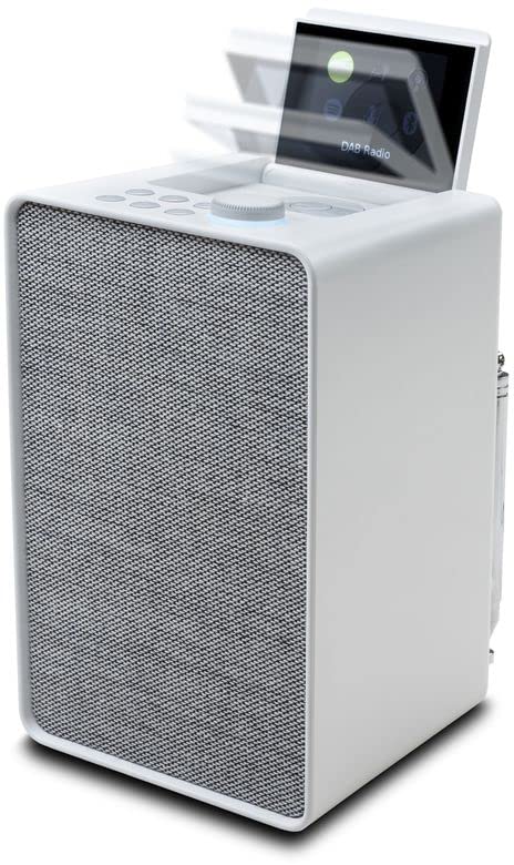 Pure Evoke Spot Equipo de música doméstico Compacto (Radio Dab Dab+ FM, Radio por Internet, podcasts, Spotify Connect, Bluetooth y 20 vatios de Potencia de Audio), Blanco algodón