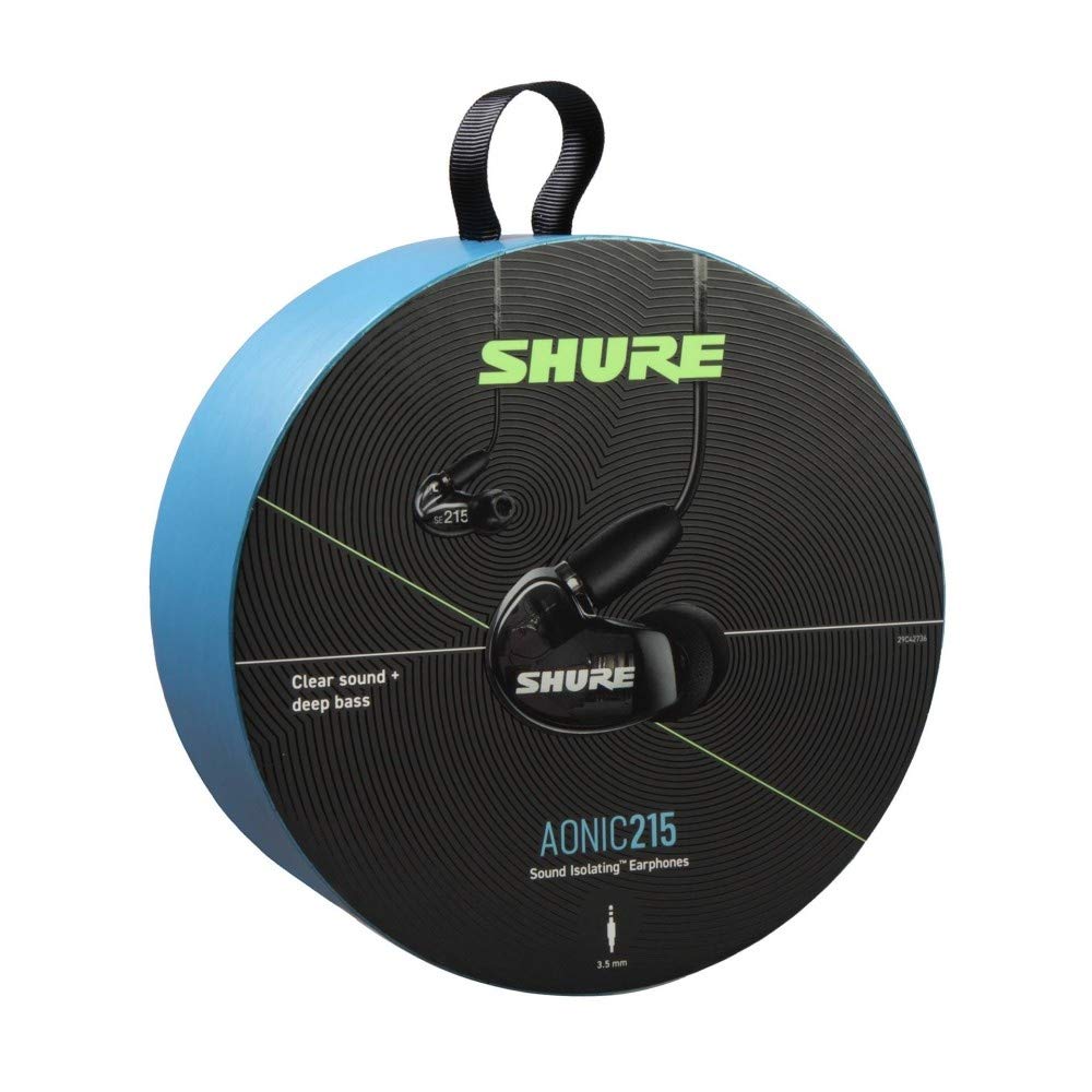 Shure AONIC 215 Auriculares de Aislamiento de Sonido con Cable, Controlador único, Ajuste Interno, Compatible con Dispositivos Apple y Android - Negro