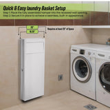 AdirHome Cesta de lavandería integrada, cesta de ropa con tapa, cesta de lavandería de pared, gran solución de ahorro de espacio para baños remodelados, cocina, color blanco