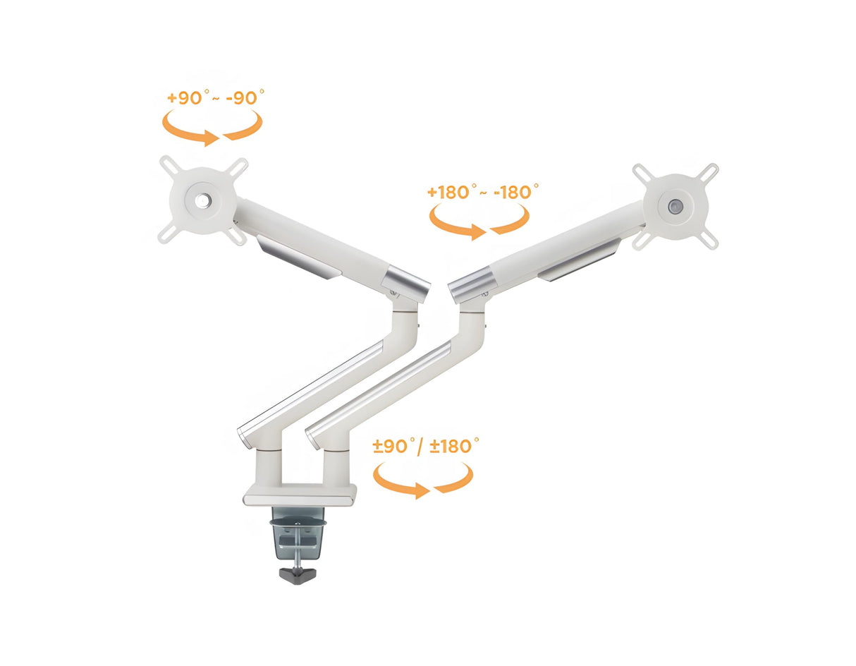 Doble Brazo, Soporte de Muelle para Escritorio, Muelle Mecánico, Estándar VESA, 17-32 Pulgadas, Función de Inclinación, Rotación del Brazo de 180°, HDWR SolidHand-BS02
