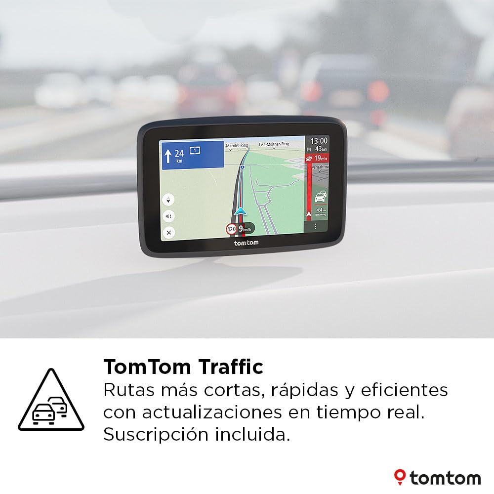 Tomtom GPS Coche GO Advanced (6", con información de tráfico y Alerta de radares, actualizaciones de mapas del Mundo por Wi-Fi, indicación de carriles en Movimiento y Soporte Reversible Integrado)