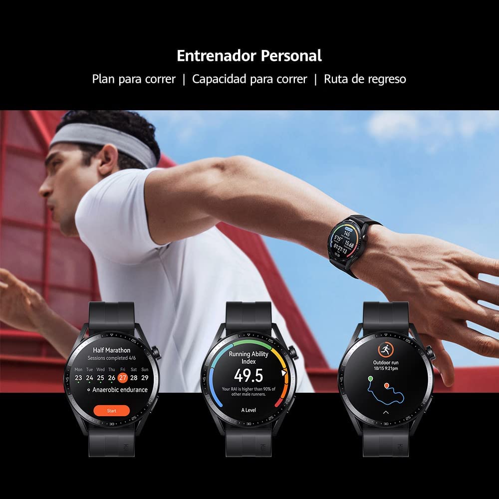 HUAWEI Watch GT 3 46mm Smartwatch, Reloj deportivo, con monitorización SpO2, con pantalla grande, Reloj entrenamiento, Reloj inteligente, Marrón+38 Meses de garantía