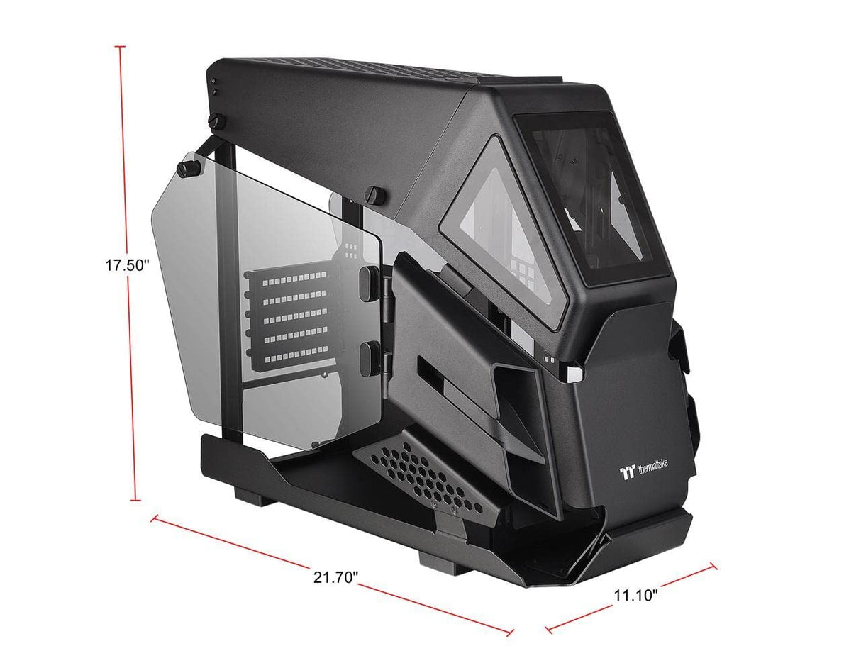 Thermaltake AH T200 Caso Micro CA-1R4-00S1WN-00 con Marco Abierto de Vidrio Templado para helicóptero