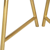 DRW Estanteria de Suelo de Metal con 3 baldas de Madera en Dorado y Natural 101x36x183 cm