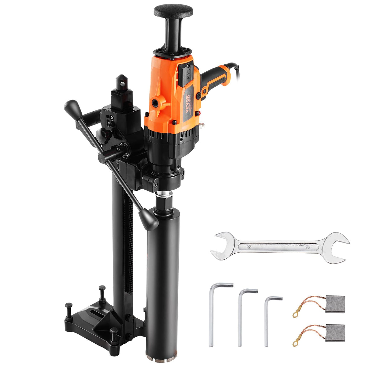 VEVOR Taladro de núcleo Portátil de 20-180 mm de Diámetro de Perforación con Soporte y Broca de Núcleo, Taladro de Núcleo de Hormigón de 2600 W, Uso Húmedo y Seco para Hormigón, Ladrillo, Mármol