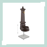 Relaxdays Fuente de Pie Antigua, con Grifo y Lavabo, 100x44,5x38cm, Bebedero Jardín, Terraza, Aluminio Fundido, Marrón, Acero