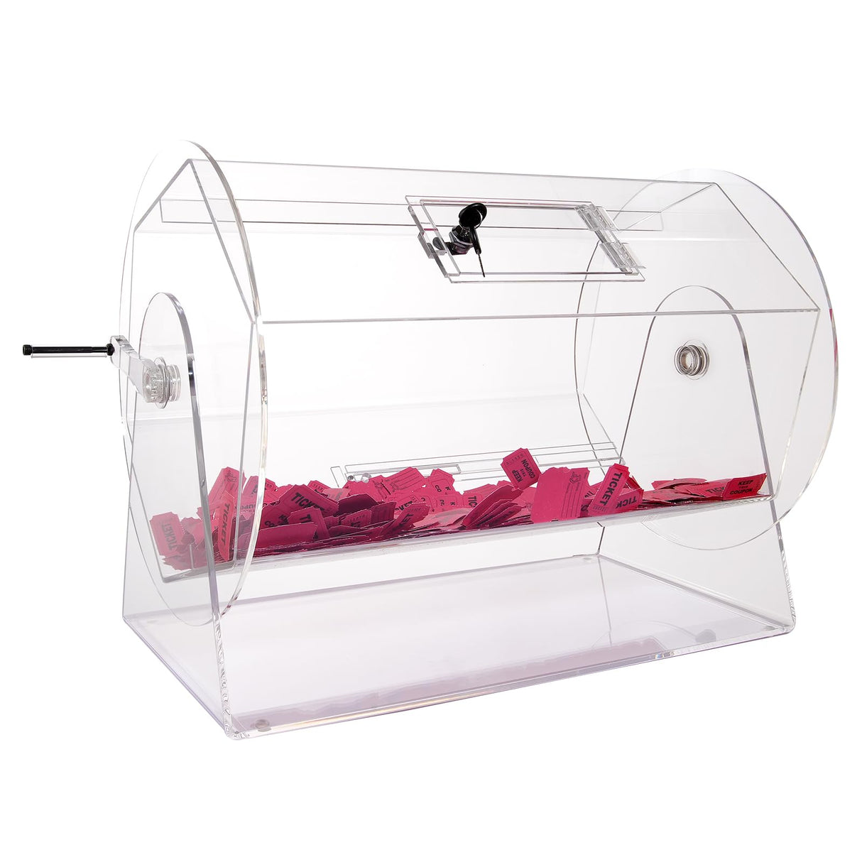 VEVOR Tambor de Lotería de Acrílico para Rifa Capacidad de 10000 Boletos o 300 Bolas Jaula de Juego de Bingo Transparente con 2 Llaves 565 x 1450 mm para Votación, Evento, Fiesta, Sala de Estar