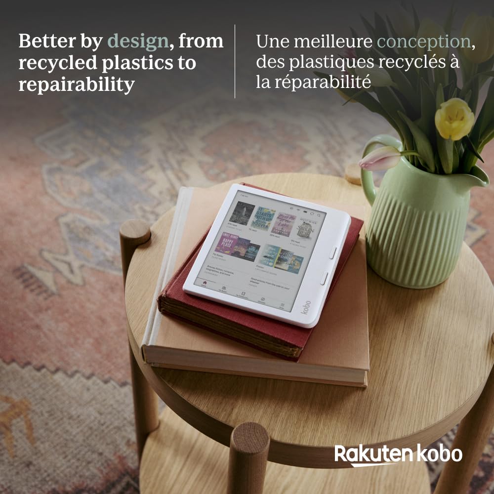 Kobo Libra Colour eReader | Pantalla E Ink Kaleido™ 3 de 7" | Temperatura del Color y Brillo Ajustables | Reducción luz Azul | eBooks y AudioBooks | Memoría 32 GB | Resistente al Agua | Blanco