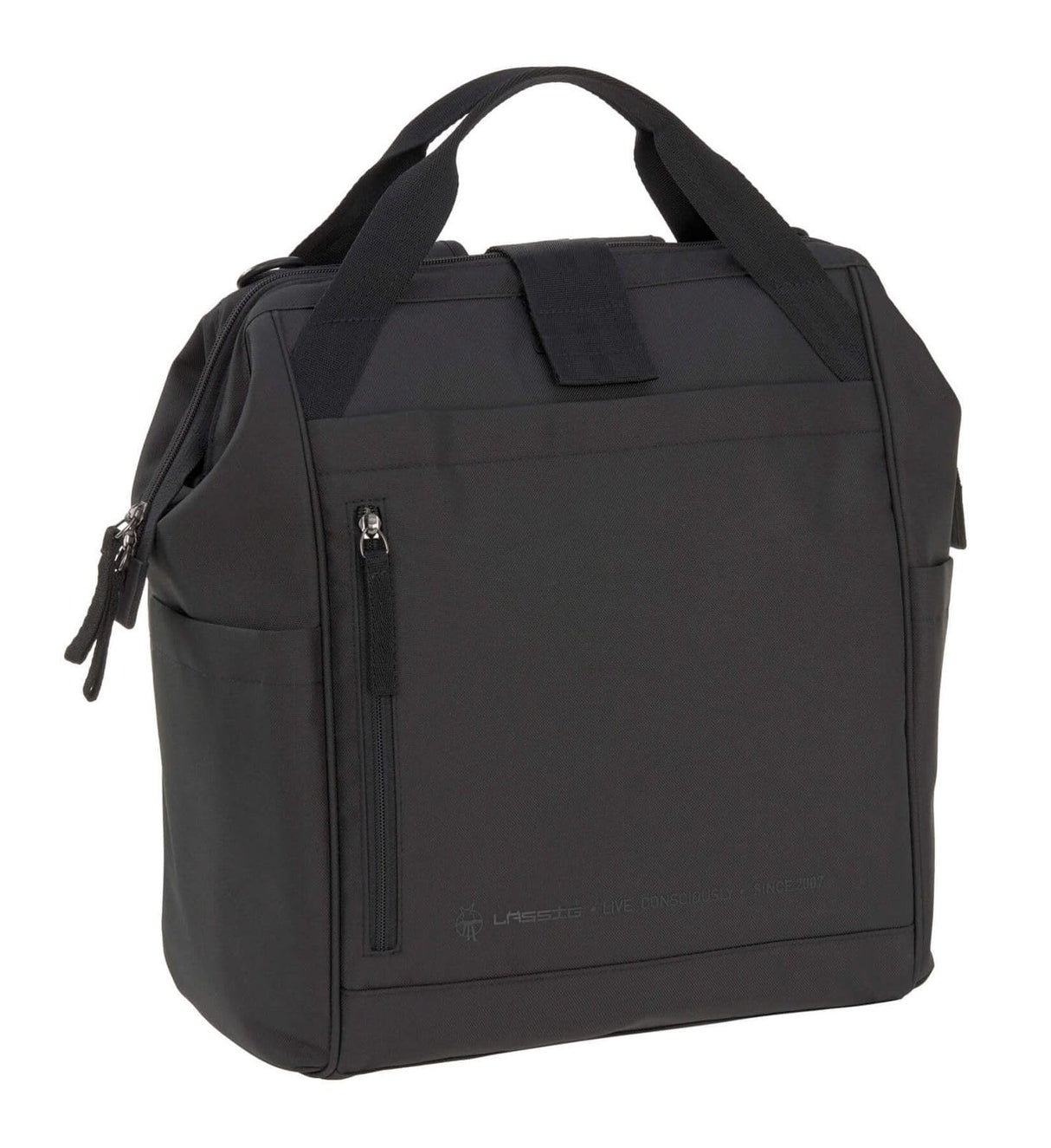 LÄSSIG Mochila cambiadora para bebés Bolsa cambiadora incl. accesorios cambiadores Mochila con cambiador producida de forma sostenible/Goldie Up Backpack black