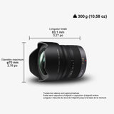 Panasonic LUMIX H-F007014 - Objetivo Gran angular para cámaras de montura M4/3 (Focal 7-14 mm, F4, lentes asféricas, MEGA O.I.S), negro