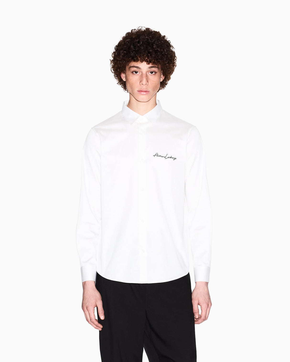 Armani Exchange Essential, Logo Signature Camiseta, Blanco Crudo, XXL Hombres