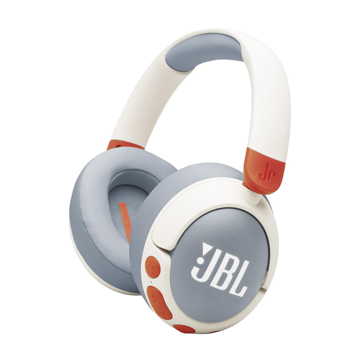 JBL Junior 470 NC, Auriculares supraaurales e inalámbricos para niños, Bluetooth, cancelación Activa de Ruido, volúmen hasta 85 dB, 50 hrs de batería, Set de Pegatinas, Plegables, Blanco