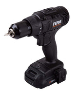 FERM Taladro inalámbrico industrial, FI20 V, 50 Nm, motor de 4 pines, incluye 2 baterías de 2,0 Ah y maletín de almacenamiento