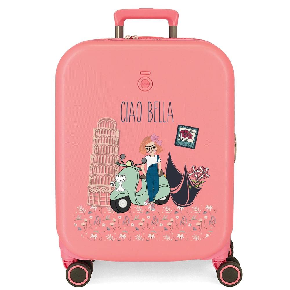 Enso Ciao Bella Maleta de Cabina Rosa 40x55x20 cms Rígida ABS Cierre TSA Integrado 37L 3,22 kgs 4 Ruedas Dobles Equipaje Mano