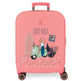 Enso Ciao Bella Maleta de Cabina Rosa 40x55x20 cms Rígida ABS Cierre TSA Integrado 37L 3,22 kgs 4 Ruedas Dobles Equipaje Mano
