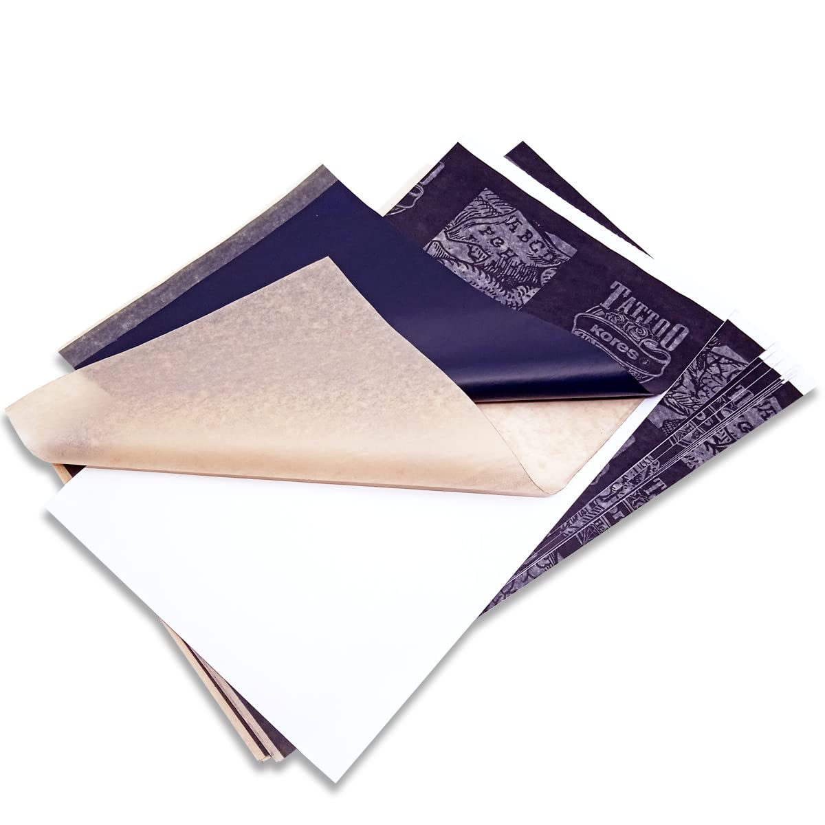 Kores - Papel de tatuaje - Hekto 216 - Papel de transferencia, plantilla con tinta morada para kit de tatuaje - No tóxico - Papel de plantilla de tatuaje - 21,5 x 36,8 cm - Caja de 100
