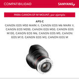 Samyang CSC-Mirrorless - Objetivo fotográfico (12 mm, F2.0 NCS, CS), negro
