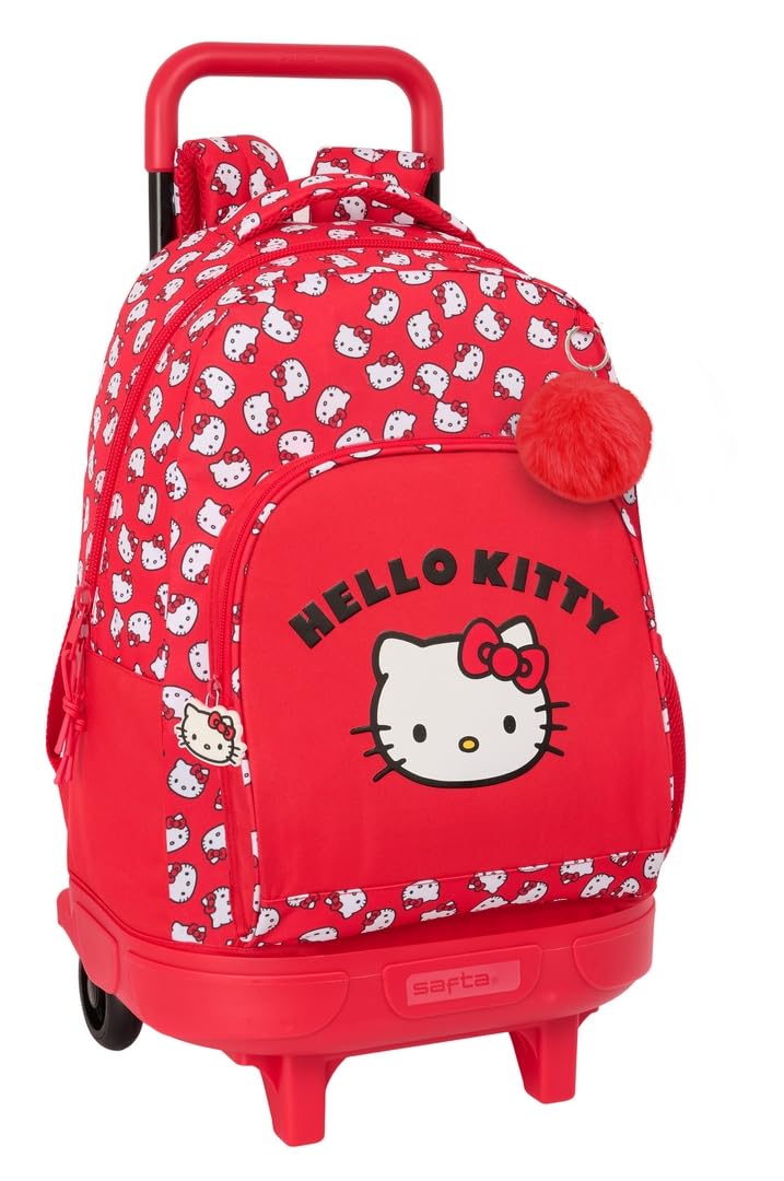 Safta Hello Kitty Iconic - Mochila Grande con Ruedas, Compacta, Extraíble, Ideal para Niños de Diferentes Edades, Cómoda y Versátil, Calidad y Resistencia, 33x22x45 cm
