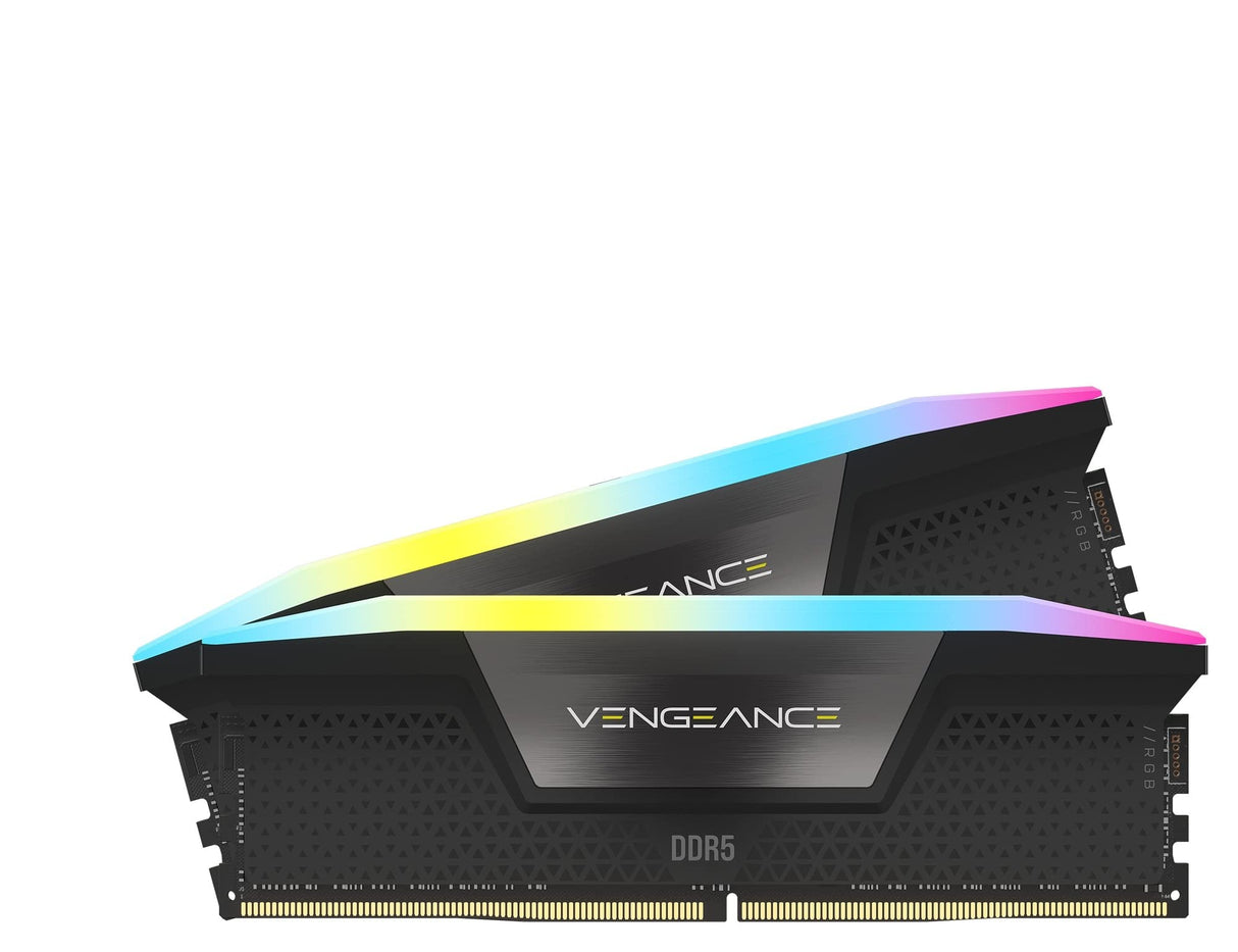 Corsair VENGEANCE RGB DDR5 32GB (2x16GB) 7000MHz C34 Kit de Memoria Optimizada Intel Para Equipos de Sobremesa - Iluminación RGB Dinámica de Diez Zonas - Perfiles Intel® XMP 3.0 Personalizados - Negro