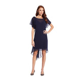 Adrianna Papell Chiffon Overlay Short Dress Vestido de cóctel, Azul Marino, XL para Mujer