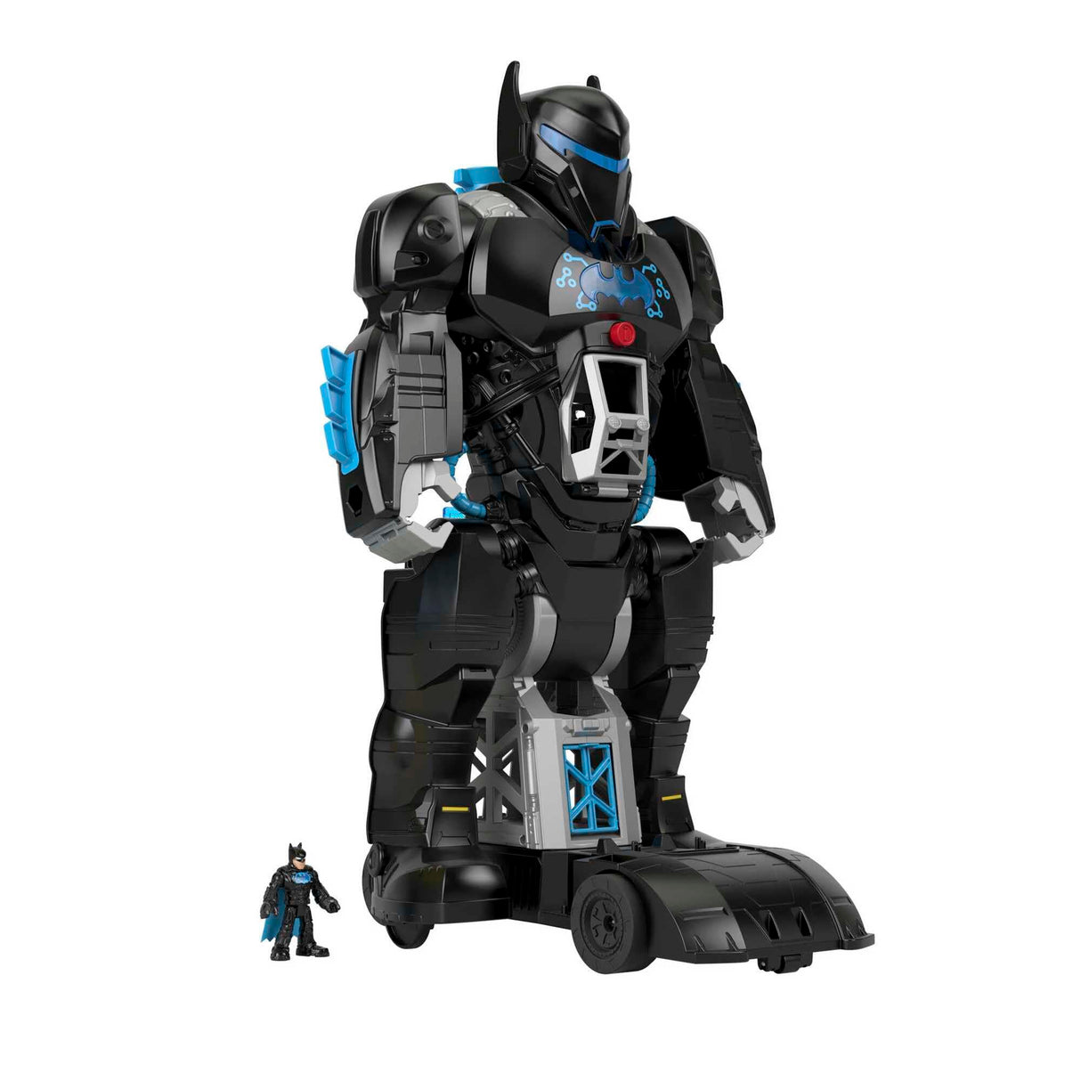 Fisher-Price Imaginext DC Super Friends Bat-robot con Bat-tecnología, robot 2 en 1 que se transforma y conjunto de juego de Batman con luces y sonidos para niños y niñas de 3 a 8 años