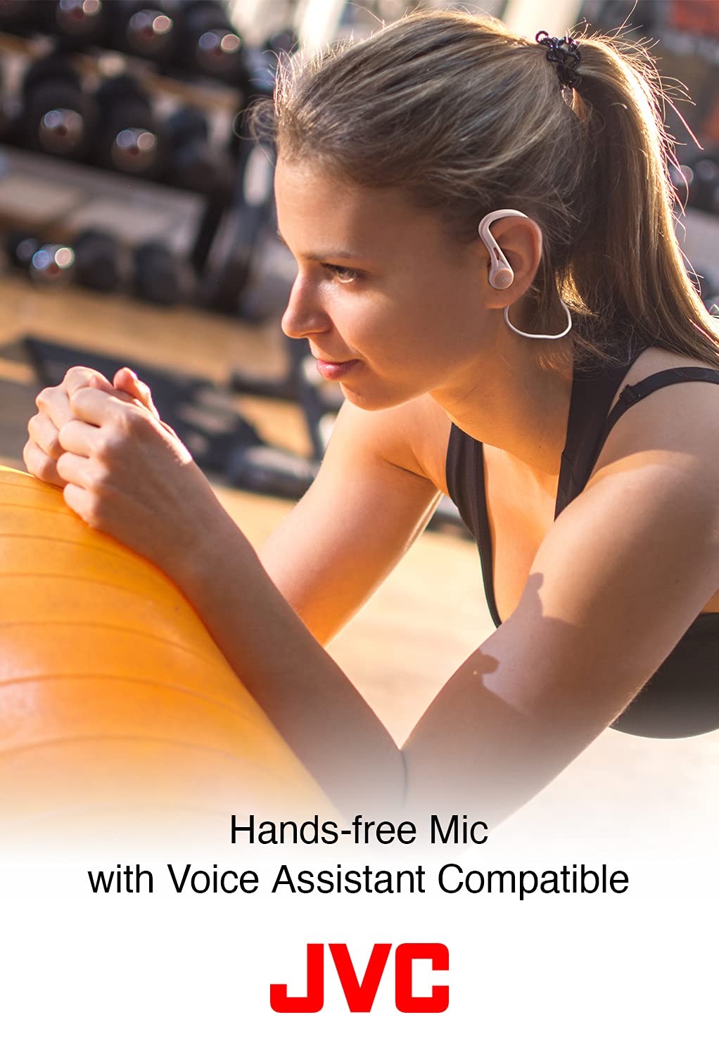 JVC HA-EC25W-B-U. Auriculares Deportivos con Ajuste Seguro y cómodo. hasta 6,5 Horas de batería. Resistente al Sudor. Cable antienredos. Bluetooth. Color Negro