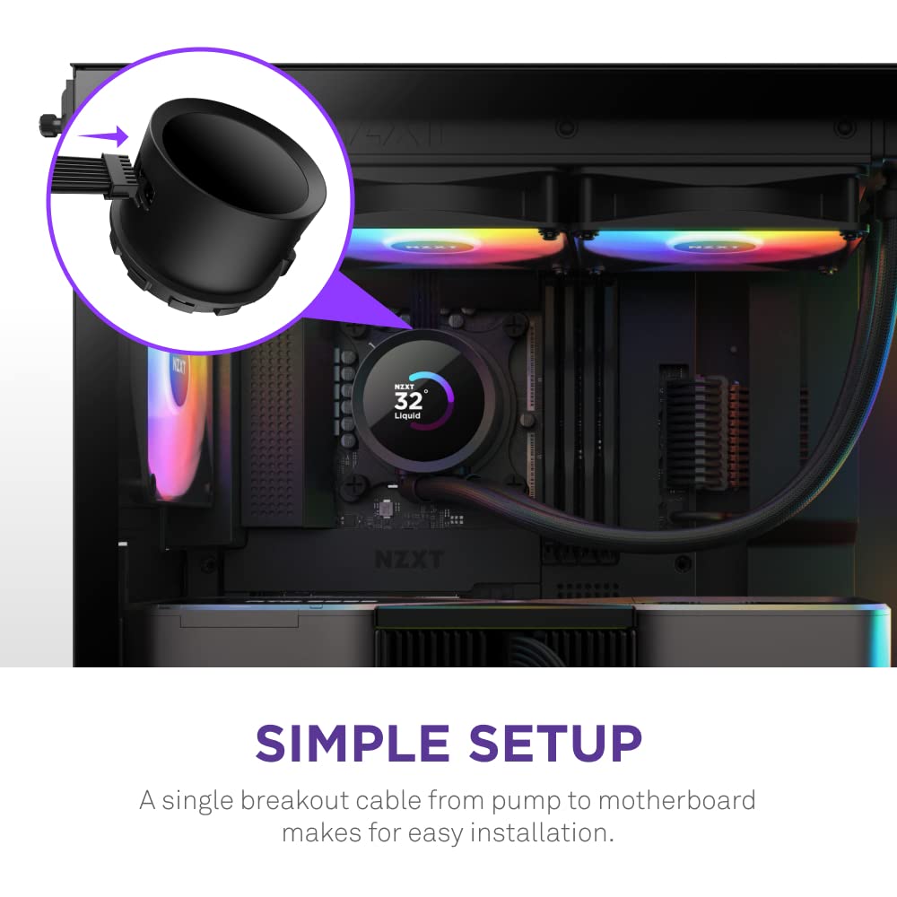NZXT Kraken 240 RGB - Enfriador líquido AIO de CPU de 240 mm - Pantalla LCD cuadrada personalizable de 1.54 pulgadas para imágenes, métricas de rendimiento - Bomba de alto rendimiento - 2 ventiladores
