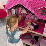 KidKraft Casa de muñecas de Madera Amelia para muñecas de 30 cm con Muebles y Accesorios, Casita de Juguete con Ascensor y balcón, 3 Niveles de Juego, Juguetes niños y niñas Desde 3 años (65093)
