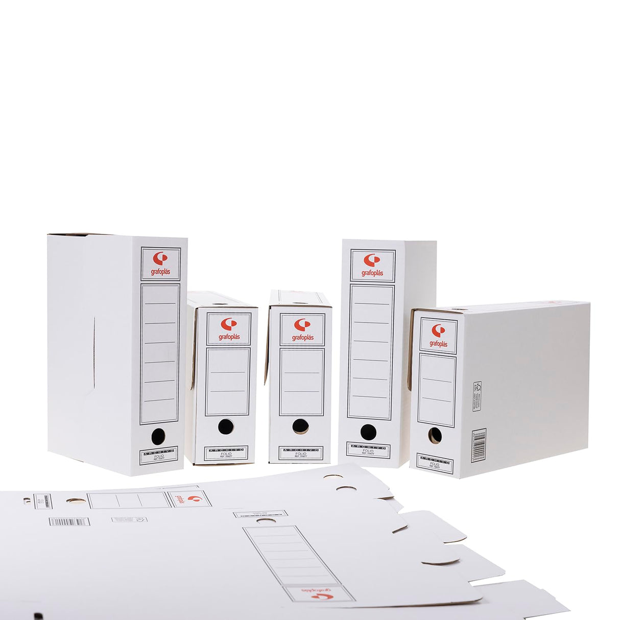 Grafoplás 70905700. Pack de 50 Cajas de Archivo Definitivo de Cartón, Tamaño Folio, 2 Frentes para Archivo Vertical y Apaisado, Certificados FSC, 36x25,3x10cm